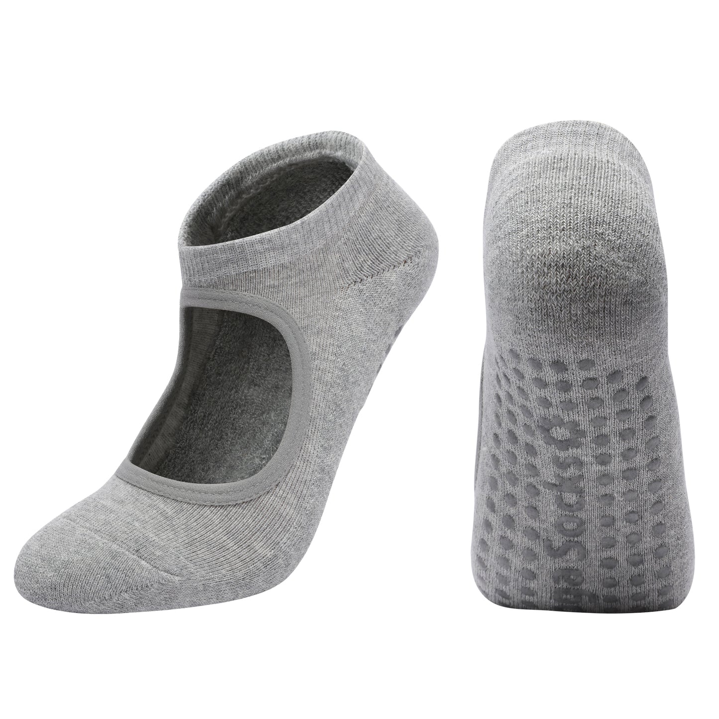 【Yoga Socks】A9浅麻灰-女士毛圈圆头瑜伽普拉提运动袜