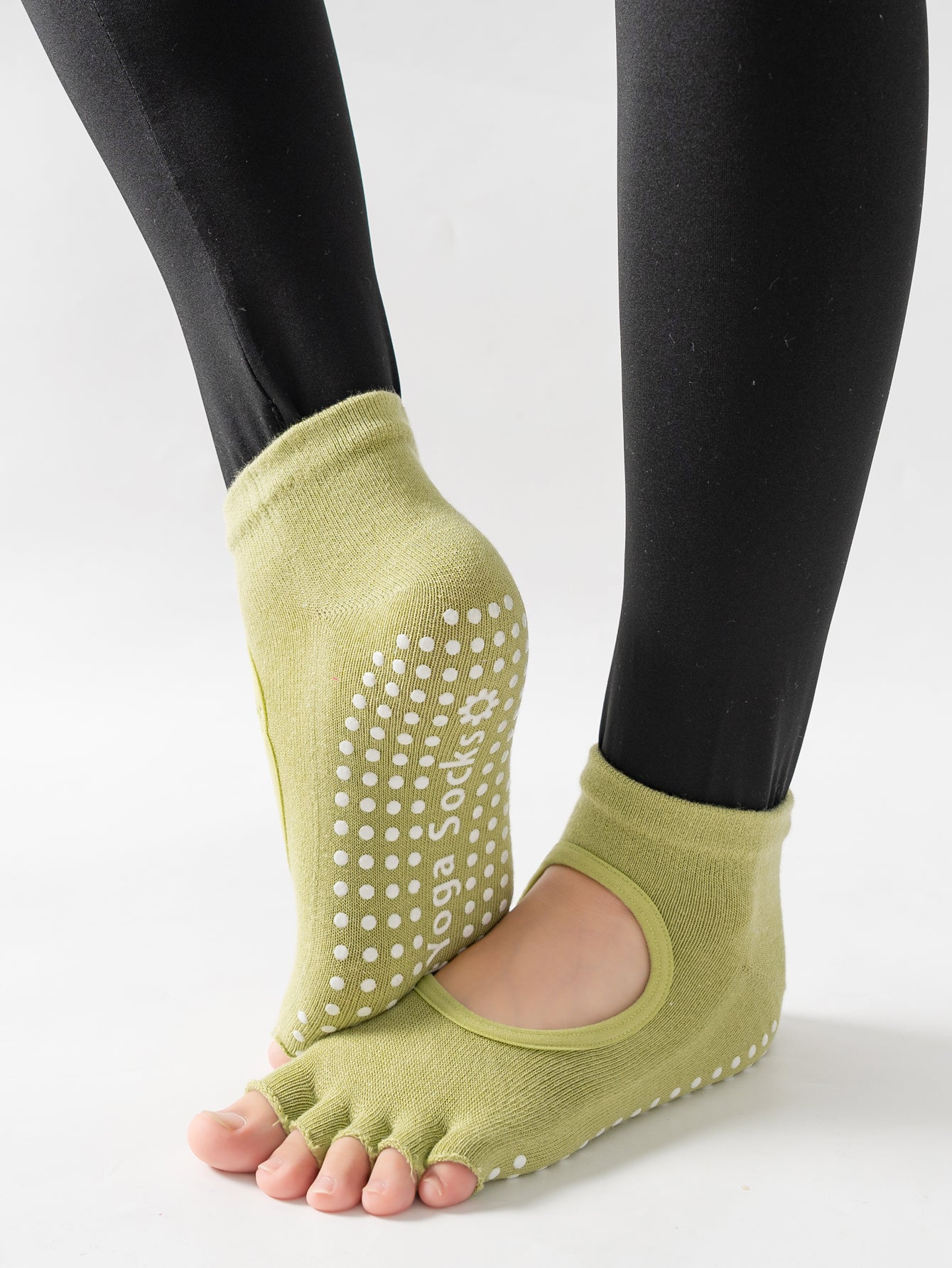 【Yoga Socks】F6绿色-女士半趾瑜伽普拉提运动袜