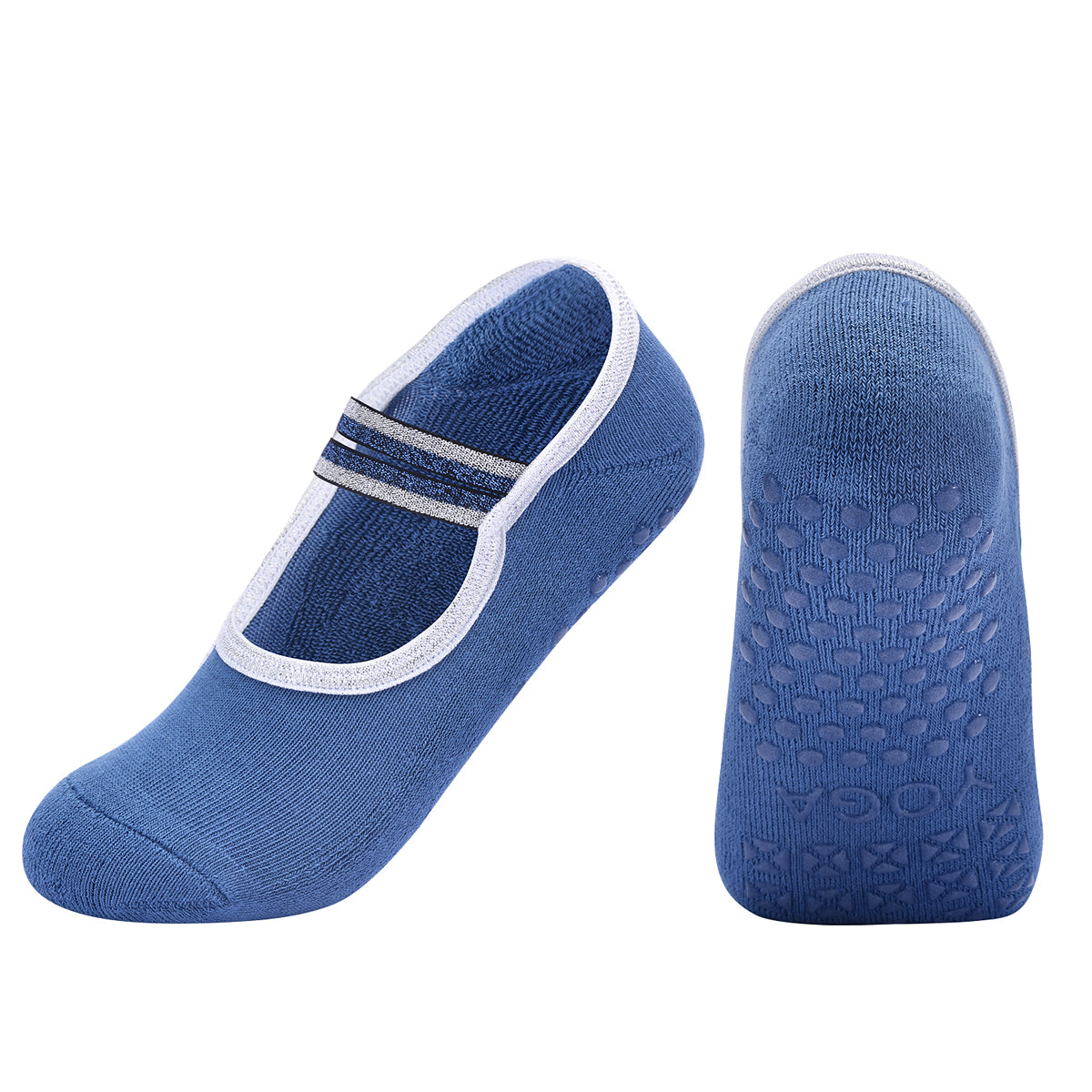 【Yoga Socks】Q4深蓝-女士毛圈圆头瑜伽普拉提运动袜