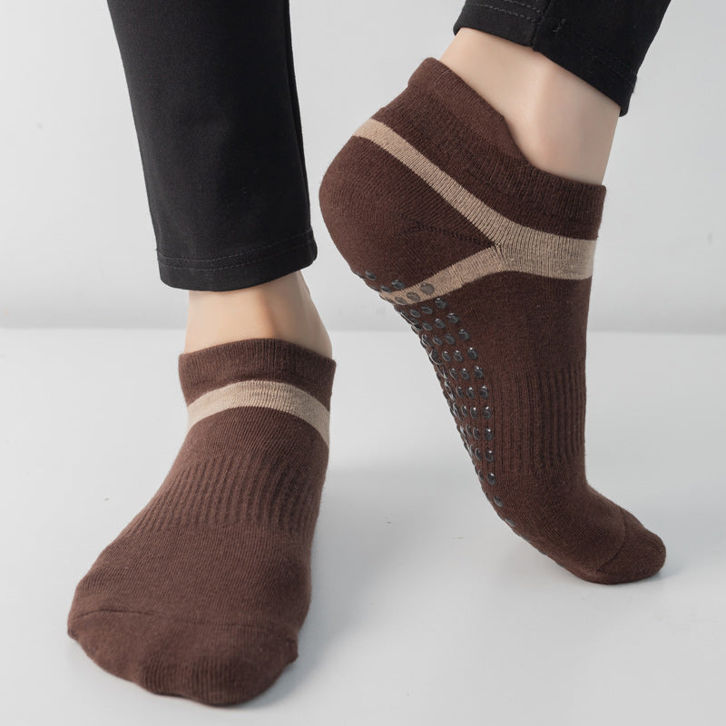 【Yoga Socks】D7咖米-女士毛圈圆头瑜伽普拉提运动袜