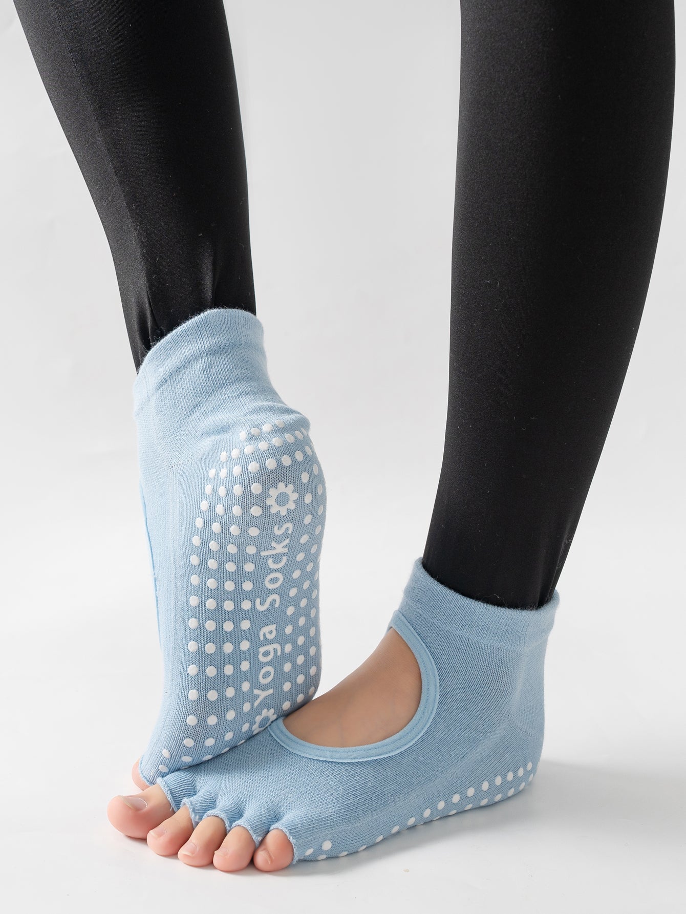 【Yoga Socks】F6浅蓝-女士半趾瑜伽普拉提运动袜