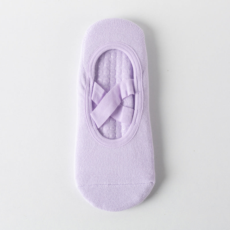 【Yoga Socks】Q2浅紫-女士毛圈圆头瑜伽普拉提运动袜