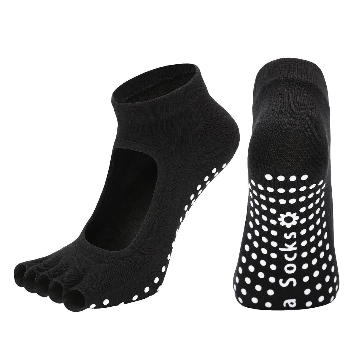 【Yoga Socks】F6黑色-女士半趾瑜伽普拉提运动袜