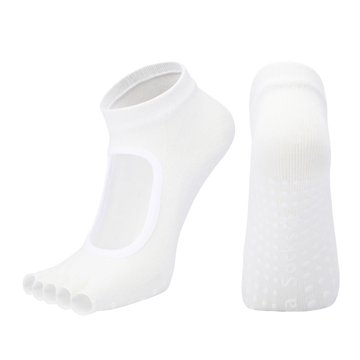 【Yoga Socks】F6白色-女士半趾瑜伽普拉提运动袜