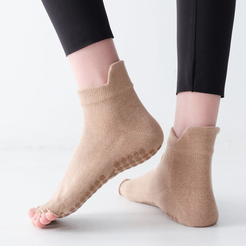 【Yoga Socks】U1米色-女士半趾瑜伽普拉提运动袜