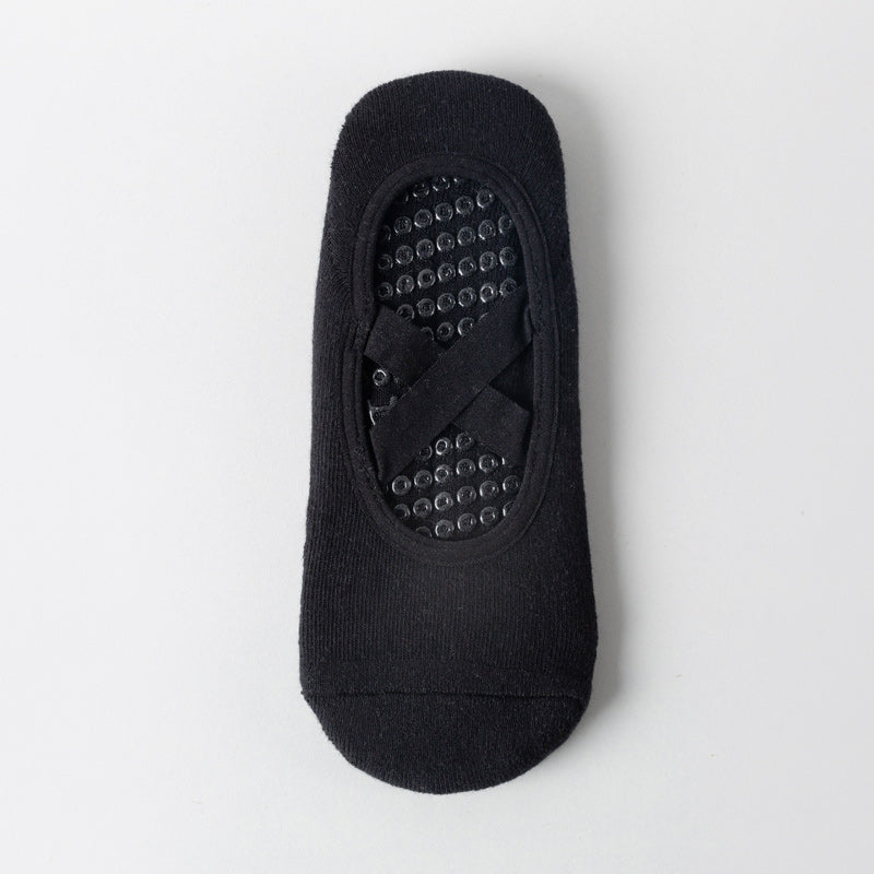 【Yoga Socks】Q2黑色-女士毛圈圆头瑜伽普拉提运动袜