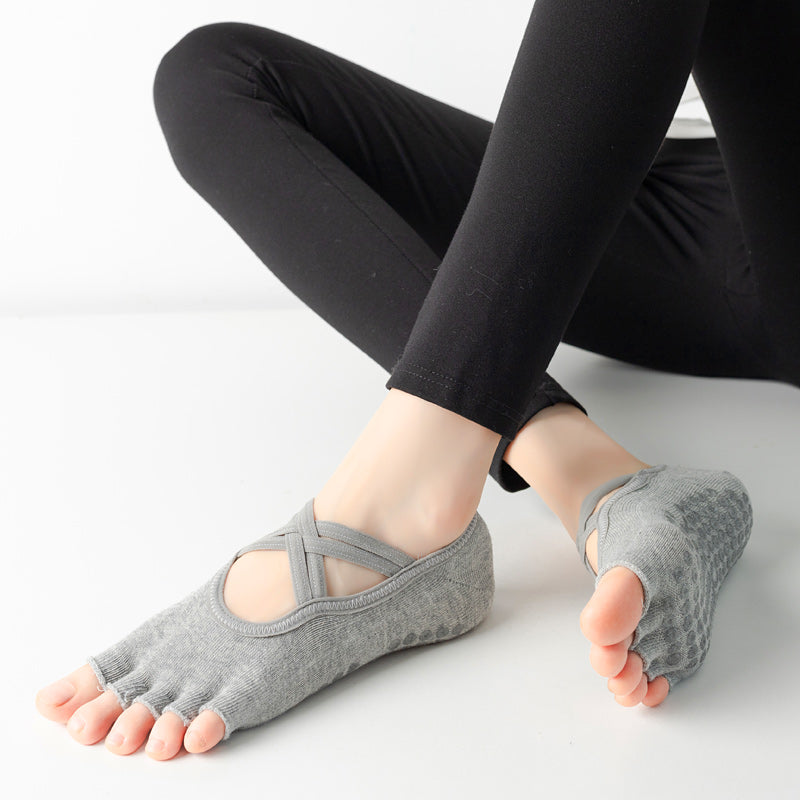 【Yoga Socks】T2浅麻灰-女士半趾瑜伽普拉提运动袜