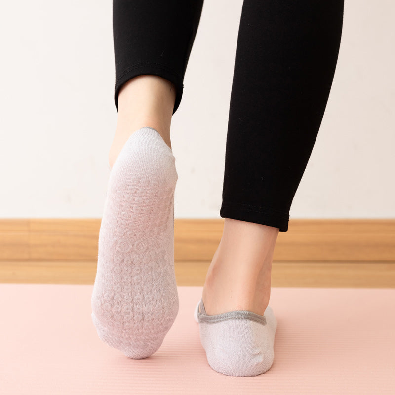 【Yoga Socks】H3浅粉-女士银丝圆头瑜伽普拉提运动袜