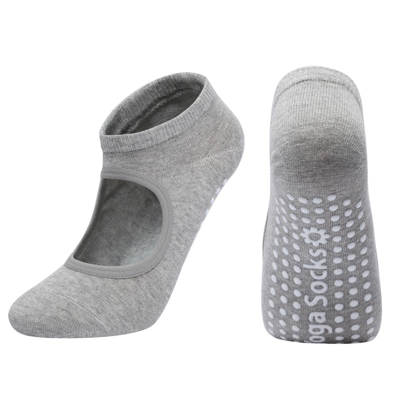 【Yoga Socks】E2浅麻灰-女士圆头瑜伽普拉提运动袜