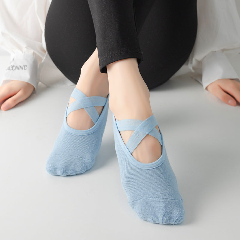 【Yoga Socks】Q2浅蓝-女士毛圈圆头瑜伽普拉提运动袜