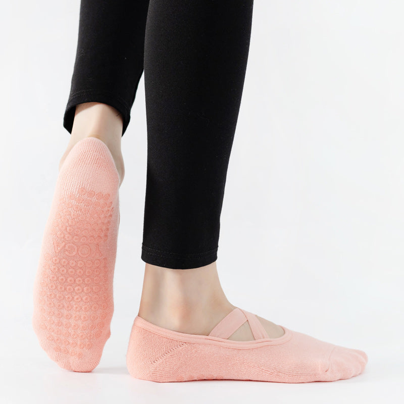 【Yoga Socks】Q2珊瑚橙-女士毛圈圆头瑜伽普拉提运动袜