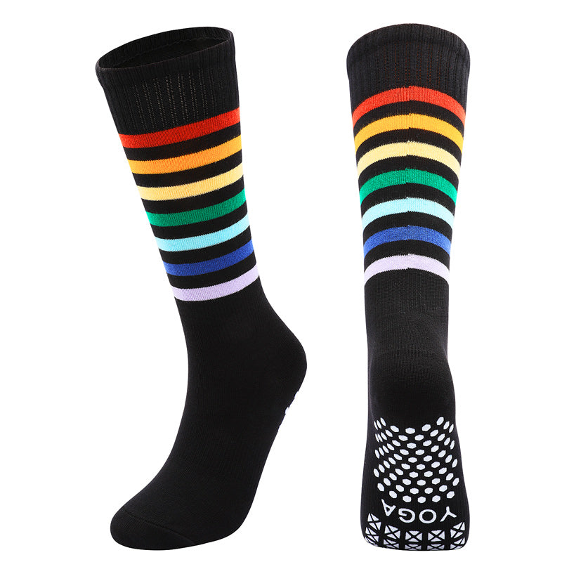 【Yoga Socks】N1黑色-女士彩虹圆头瑜伽普拉提运动袜