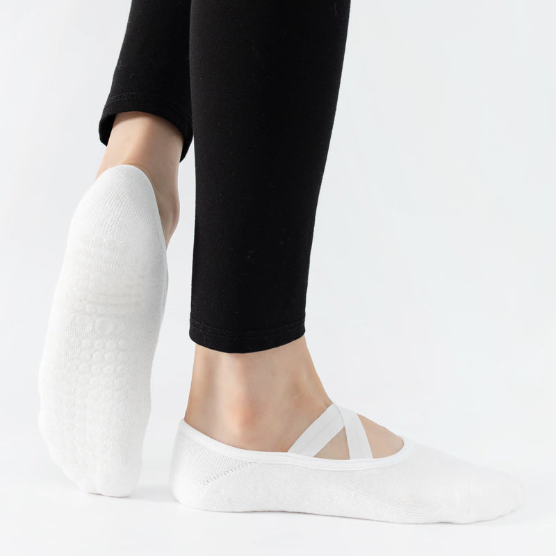 【Yoga Socks】Q2白色-女士毛圈圆头瑜伽普拉提运动袜