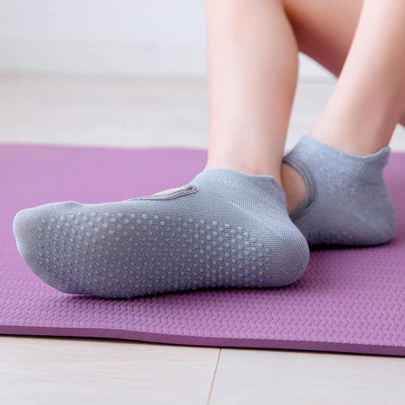 【Yoga Socks】B1灰色-女士银丝圆头瑜伽普拉提运动袜