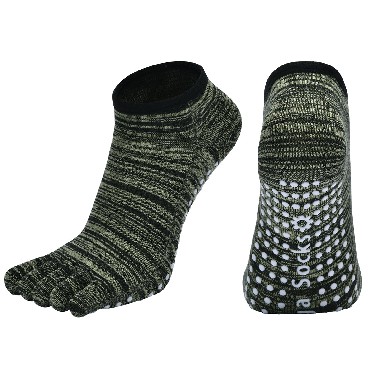 【Yoga Socks】G7黑绿-女士段色五指瑜伽普拉提运动袜