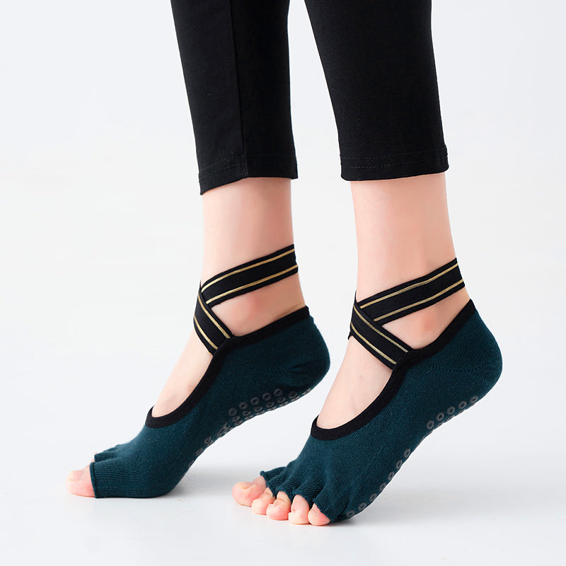 【Yoga Socks】T4墨绿-女士半趾瑜伽普拉提运动袜
