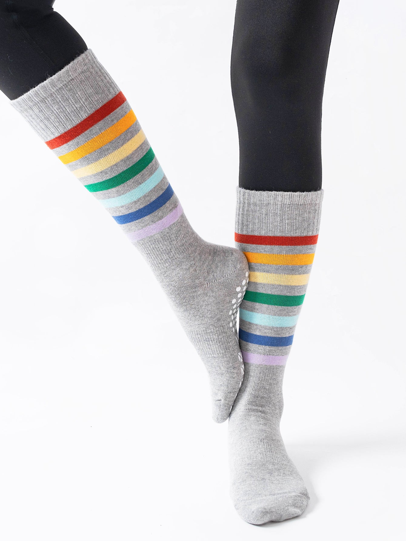 【Yoga Socks】N1浅麻灰-女士彩虹圆头瑜伽普拉提运动袜