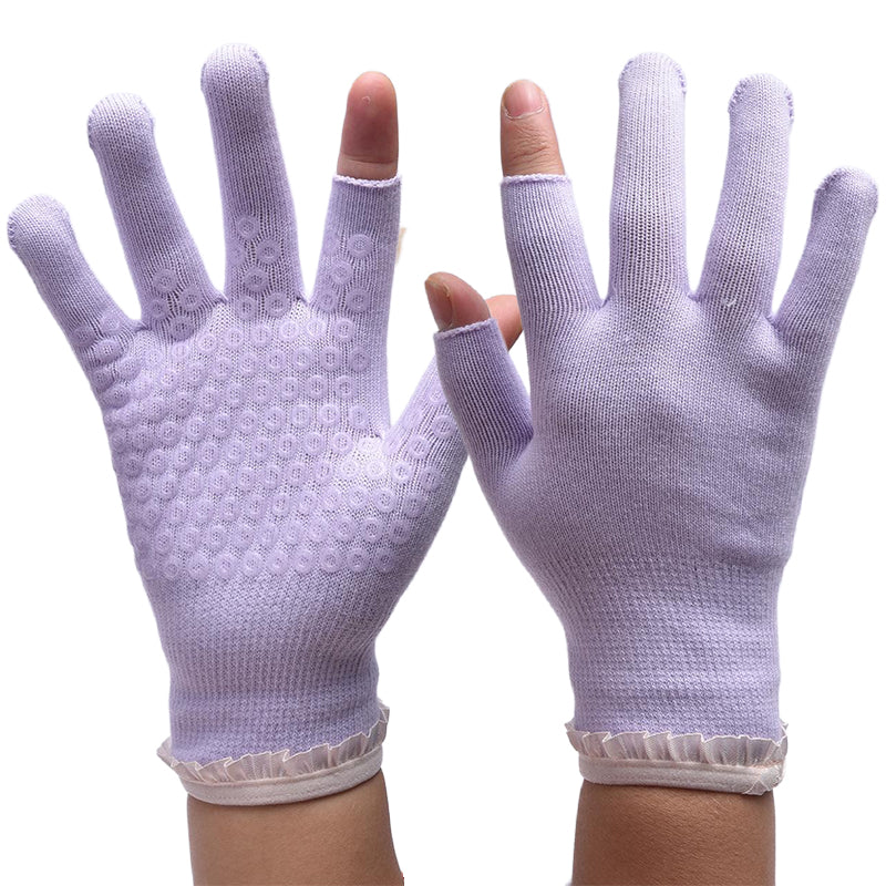 【Sport Gloves】C2浅紫-女士花边露二指健身运动手套