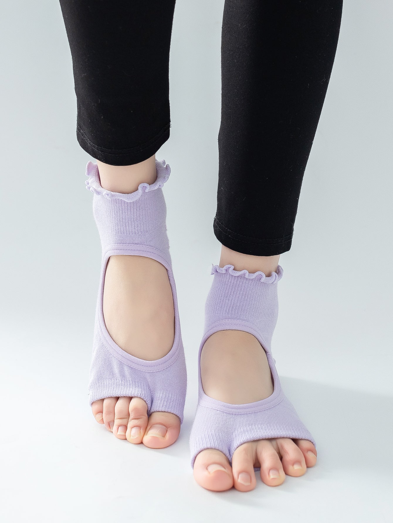 【Yoga Socks】O3浅紫-女士木耳边二指瑜伽普拉提运动袜