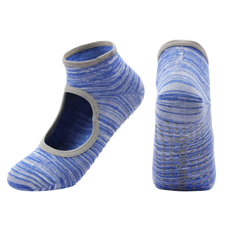 【Yoga Socks】E3蓝灰-女士段色圆头瑜伽普拉提运动袜
