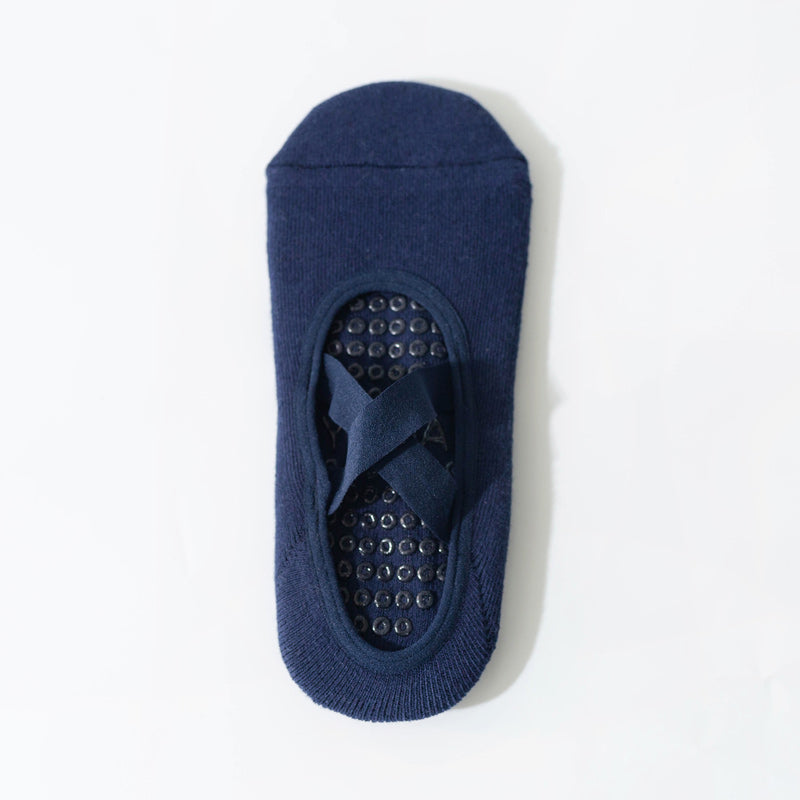 【Yoga Socks】Q2藏青-女士毛圈圆头瑜伽普拉提运动袜
