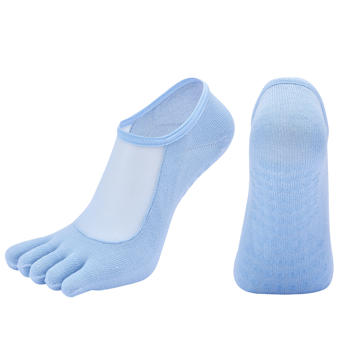 【Yoga Socks】W5浅蓝-女士网纱五指瑜伽普拉提运动袜