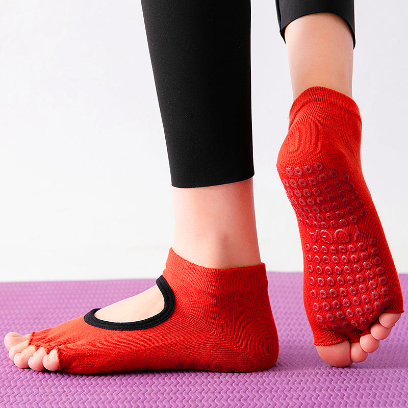 【Yoga Socks】F2中国红-女士半趾瑜伽普拉提运动袜