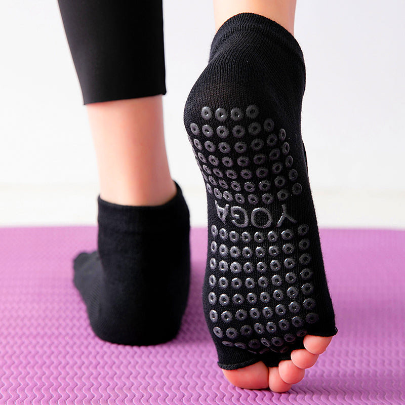 【Yoga Socks】F2黑色-女士半趾瑜伽普拉提运动袜