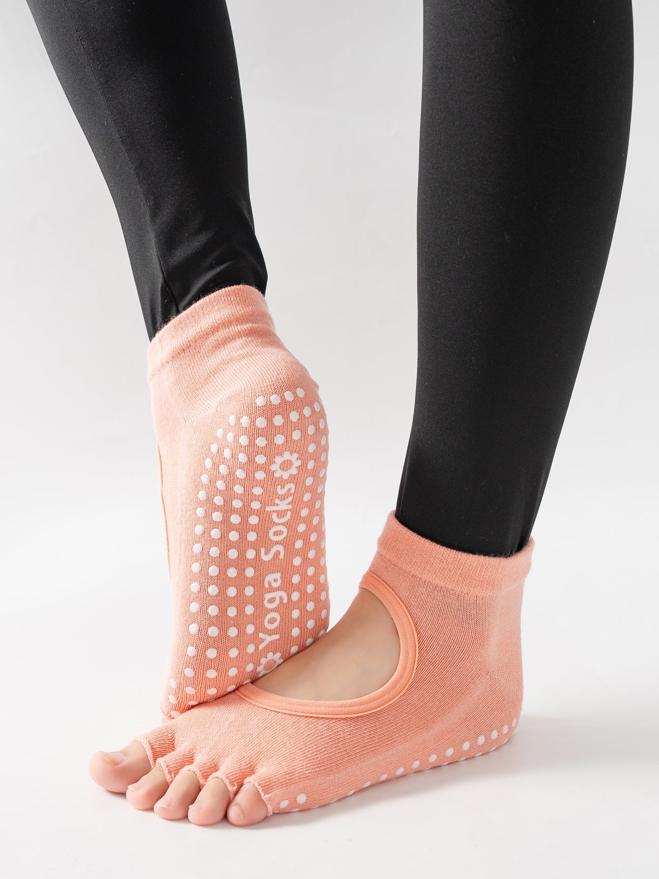 【Yoga Socks】F6珊瑚橙-女士半趾瑜伽普拉提运动袜