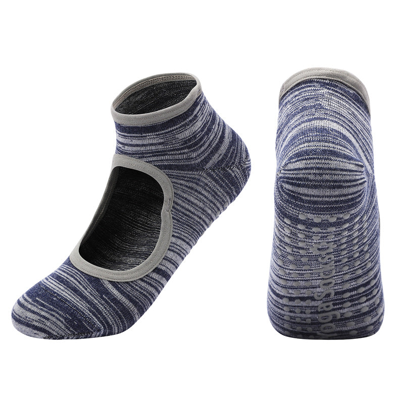 【Yoga Socks】E3青灰-女士段色圆头瑜伽普拉提运动袜