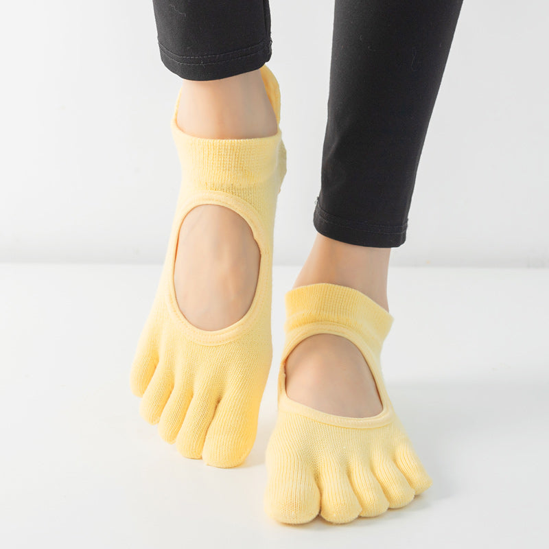 【Yoga Socks】V1黄色-女士五指瑜伽普拉提运动袜