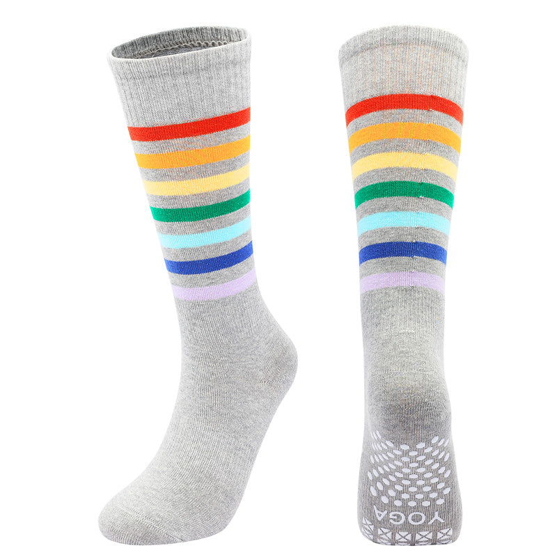 【Yoga Socks】N1浅麻灰-女士彩虹圆头瑜伽普拉提运动袜