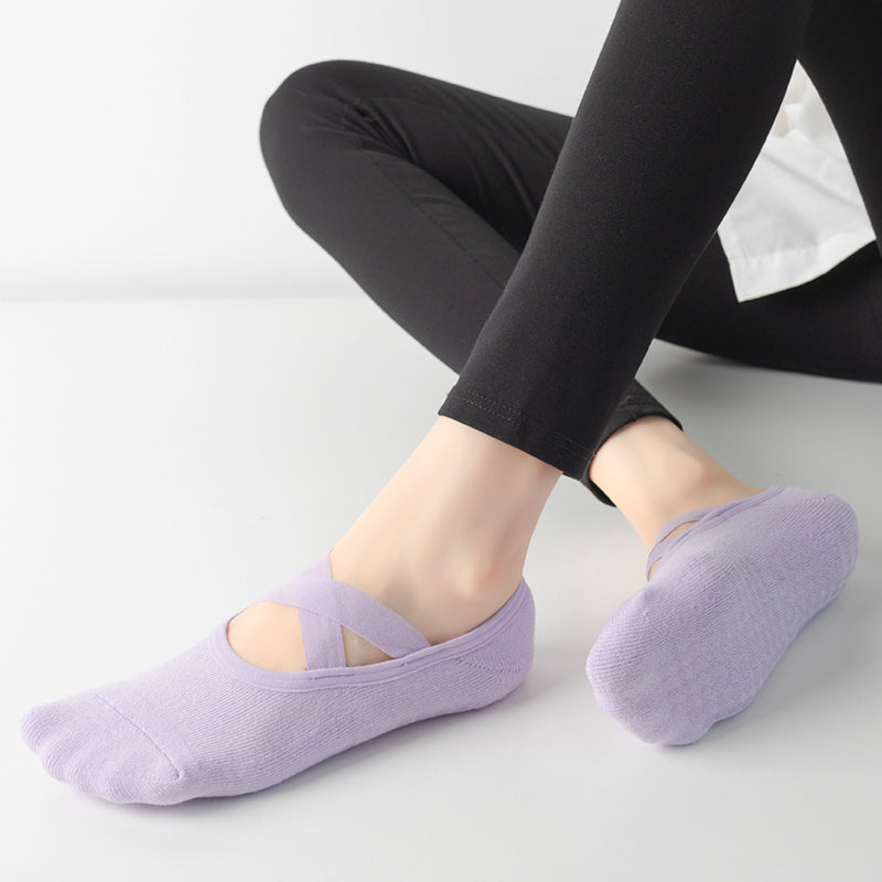 【Yoga Socks】Q2浅紫-女士毛圈圆头瑜伽普拉提运动袜