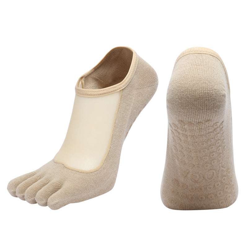 【Yoga Socks】W5米色-女士网纱五指瑜伽普拉提运动袜