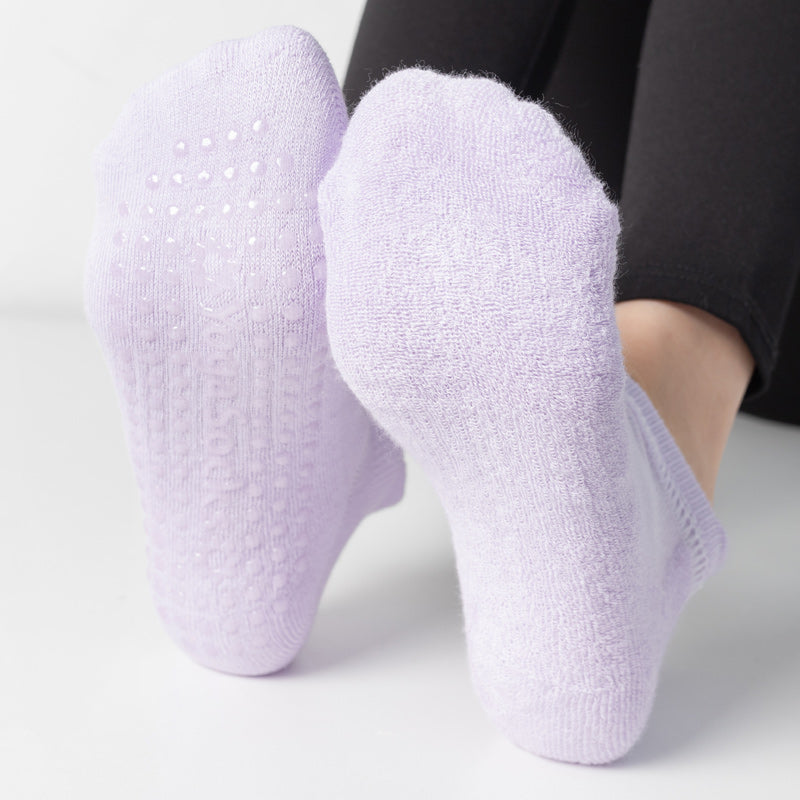 【Yoga Socks】D9浅紫-女士毛圈圆头瑜伽普拉提运动袜