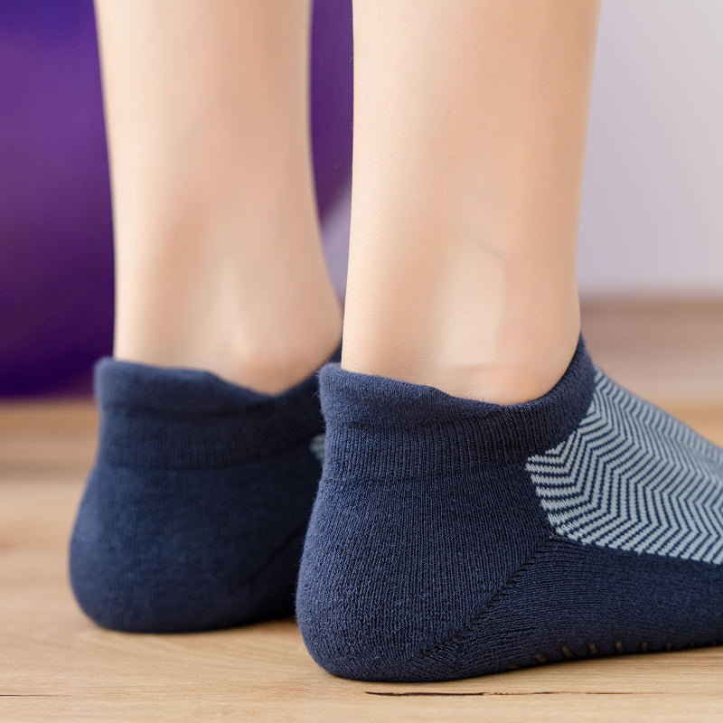 【Yoga Socks】D4青蓝-女士提花香薰毛圈圆头瑜伽普拉提运动袜