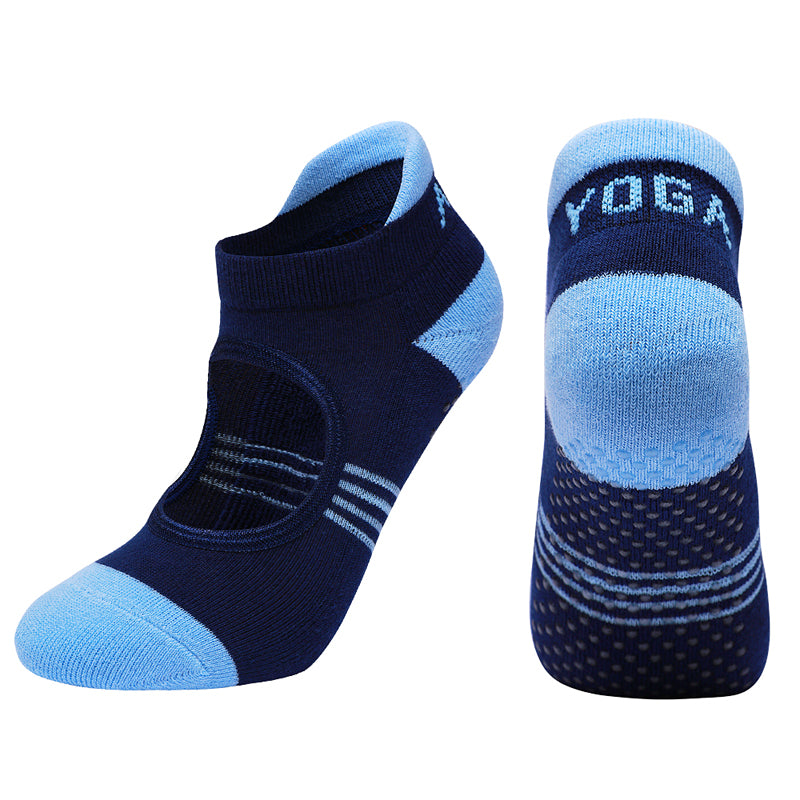 【Yoga Socks】A2青蓝-女士撞色毛圈圆头瑜伽普拉提运动袜