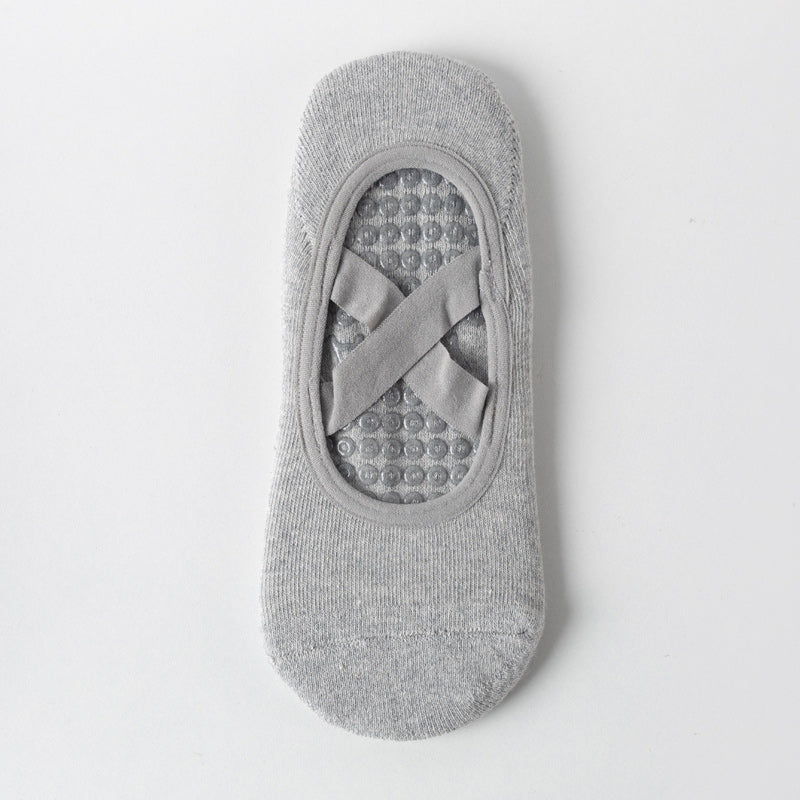【Yoga Socks】Q2浅麻灰-女士毛圈圆头瑜伽普拉提运动袜