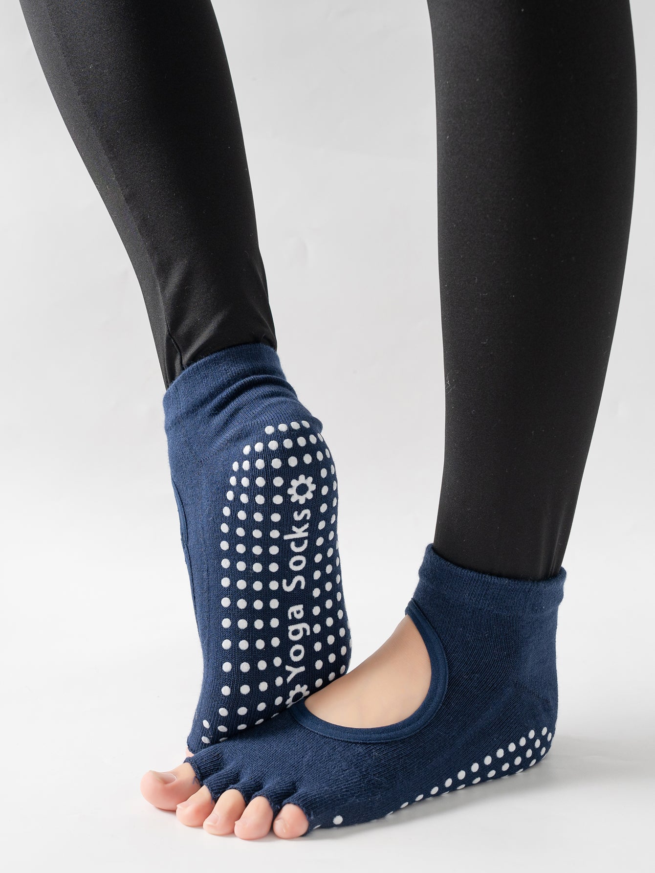 【Yoga Socks】F6藏青-女士半趾瑜伽普拉提运动袜