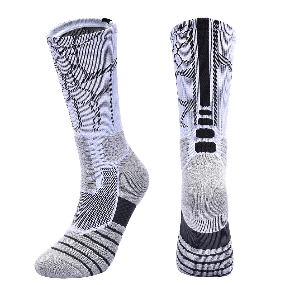 【Basketball Socks】D1白黑-男士毛圈长筒篮球运动袜