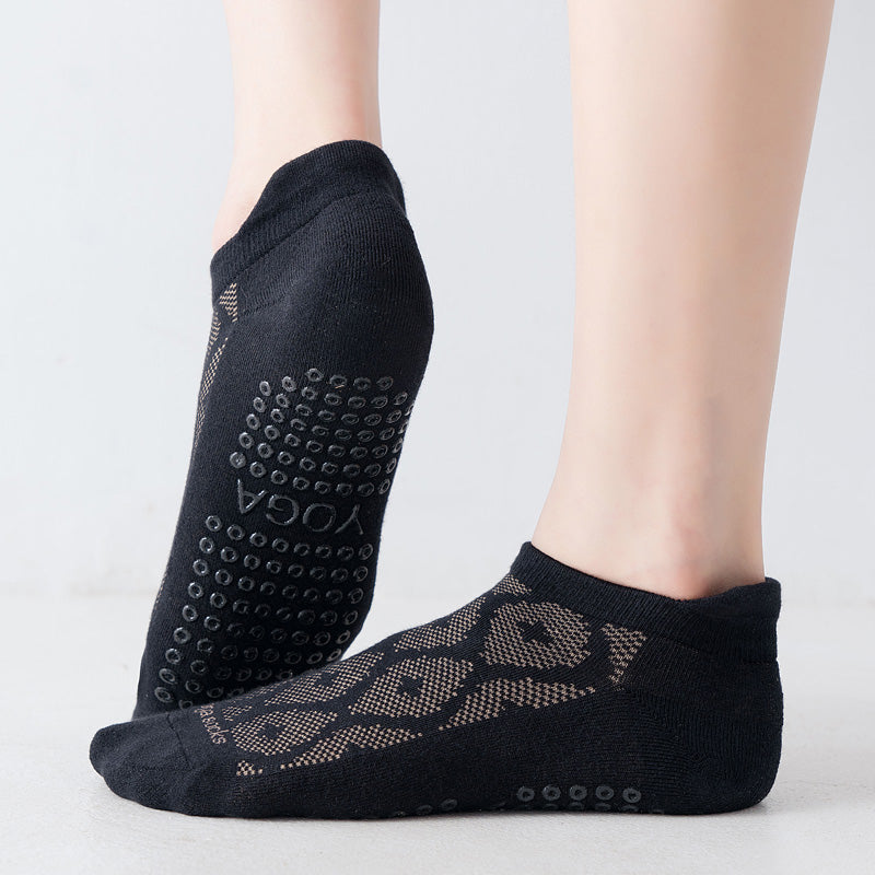 【Yoga Socks】D3黑米-女士提花香薰毛圈圆头瑜伽普拉提运动袜