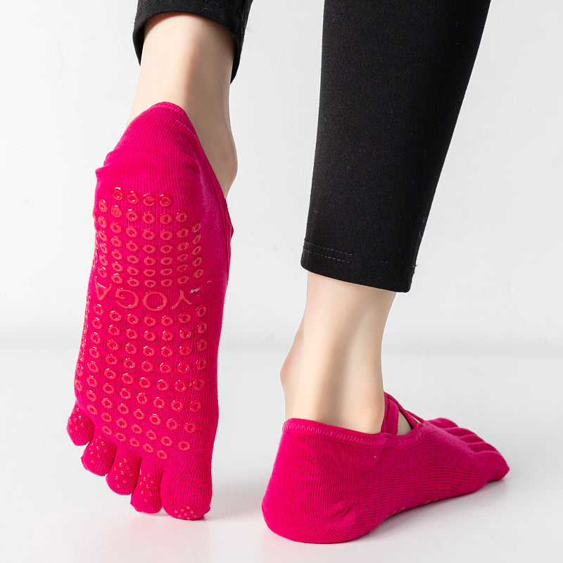 【Yoga Socks】W2玫红-女士五指瑜伽普拉提运动袜