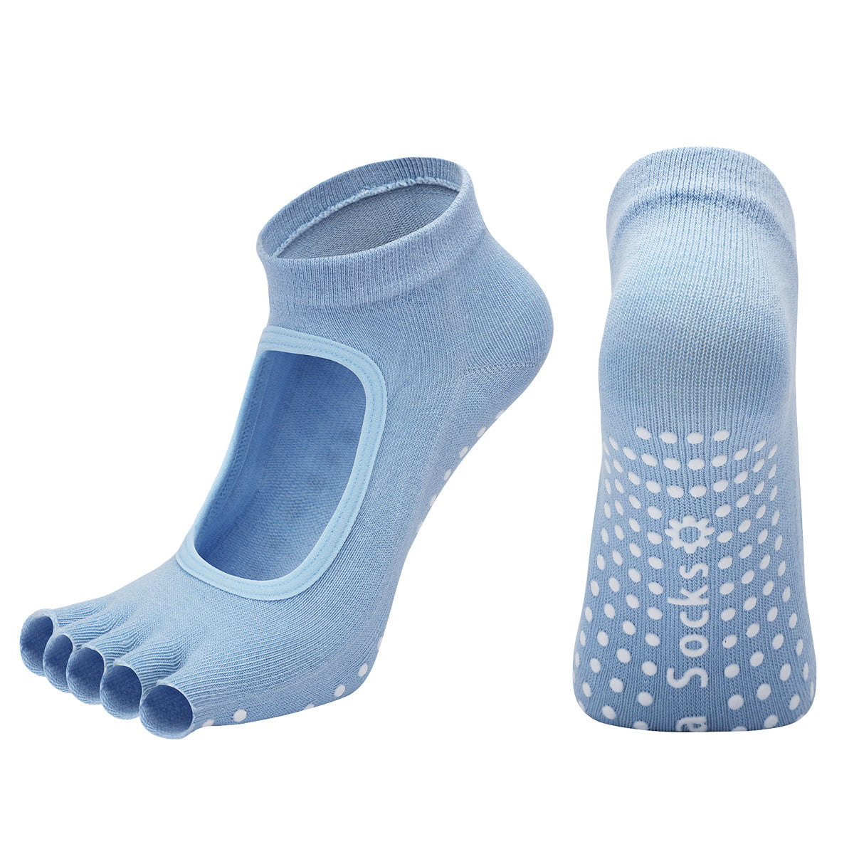 【Yoga Socks】F6浅蓝-女士半趾瑜伽普拉提运动袜