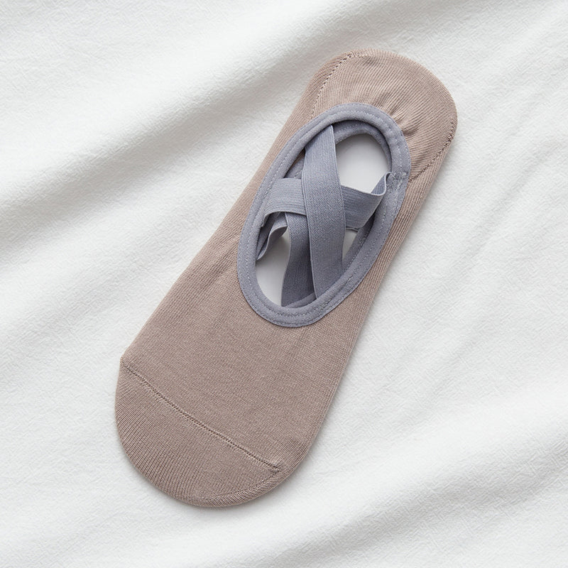 【Yoga Socks】H2米色-女士圆头瑜伽普拉提运动袜