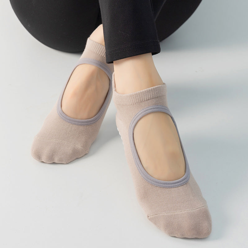 【Yoga Socks】B2米色-女士圆头瑜伽普拉提运动袜