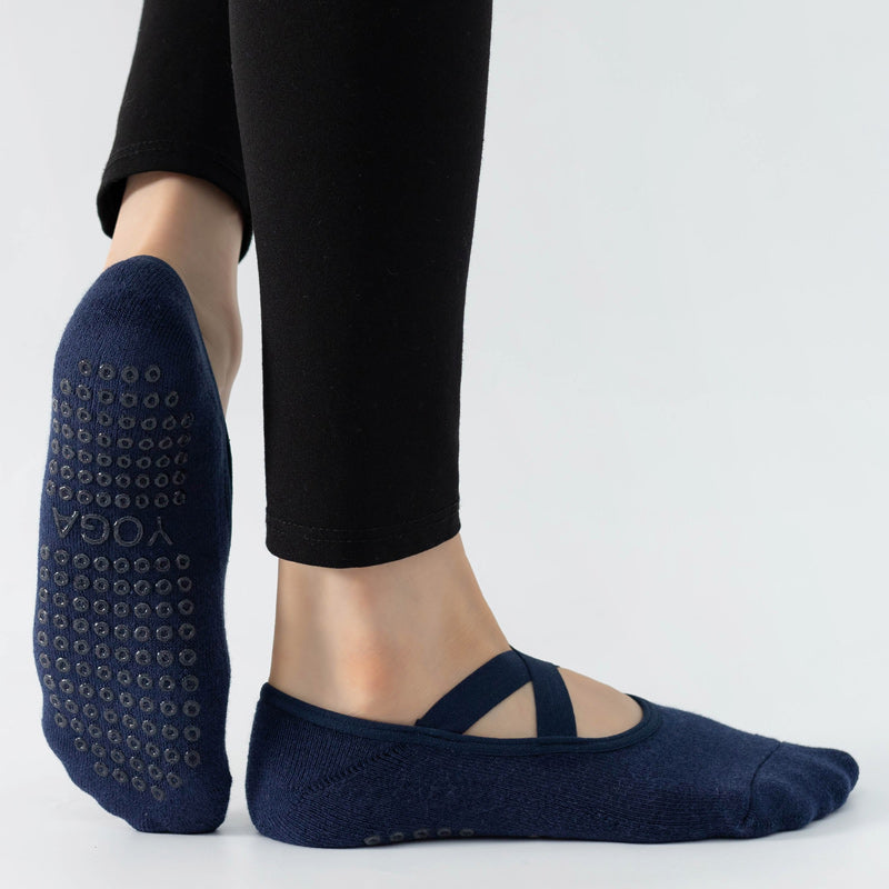 【Yoga Socks】Q2藏青-女士毛圈圆头瑜伽普拉提运动袜