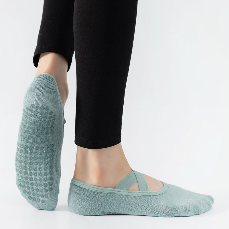 【Yoga Socks】Q2孔雀绿-女士毛圈圆头瑜伽普拉提运动袜