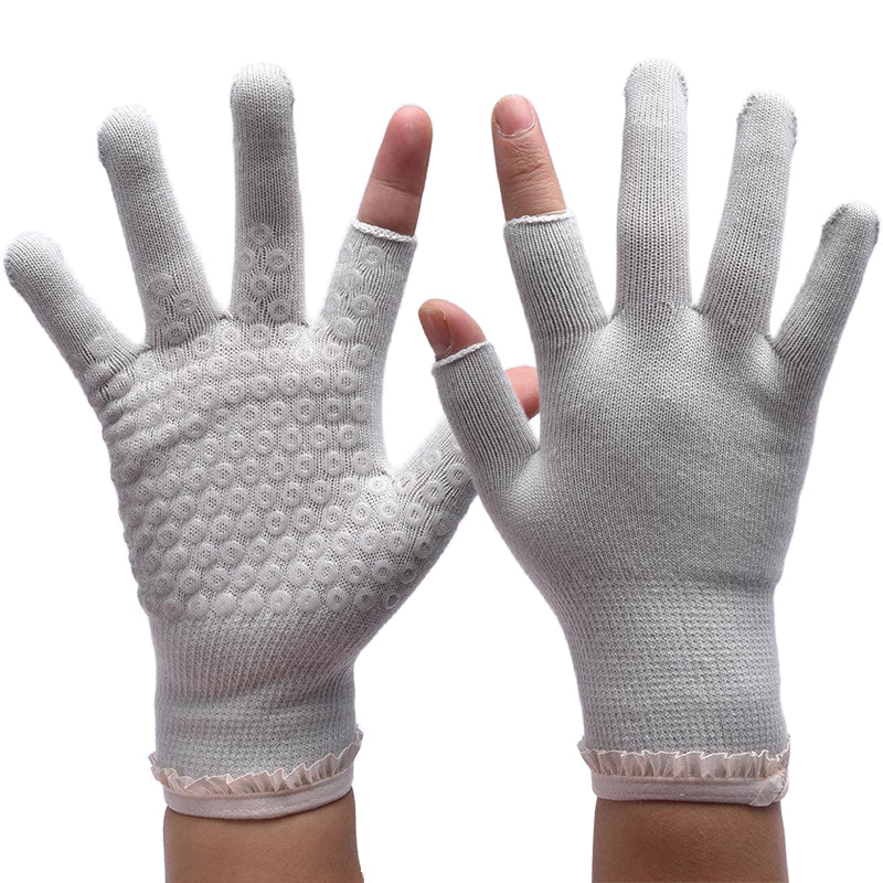 【Sport Gloves】C2浅灰-女士花边露二指健身运动手套