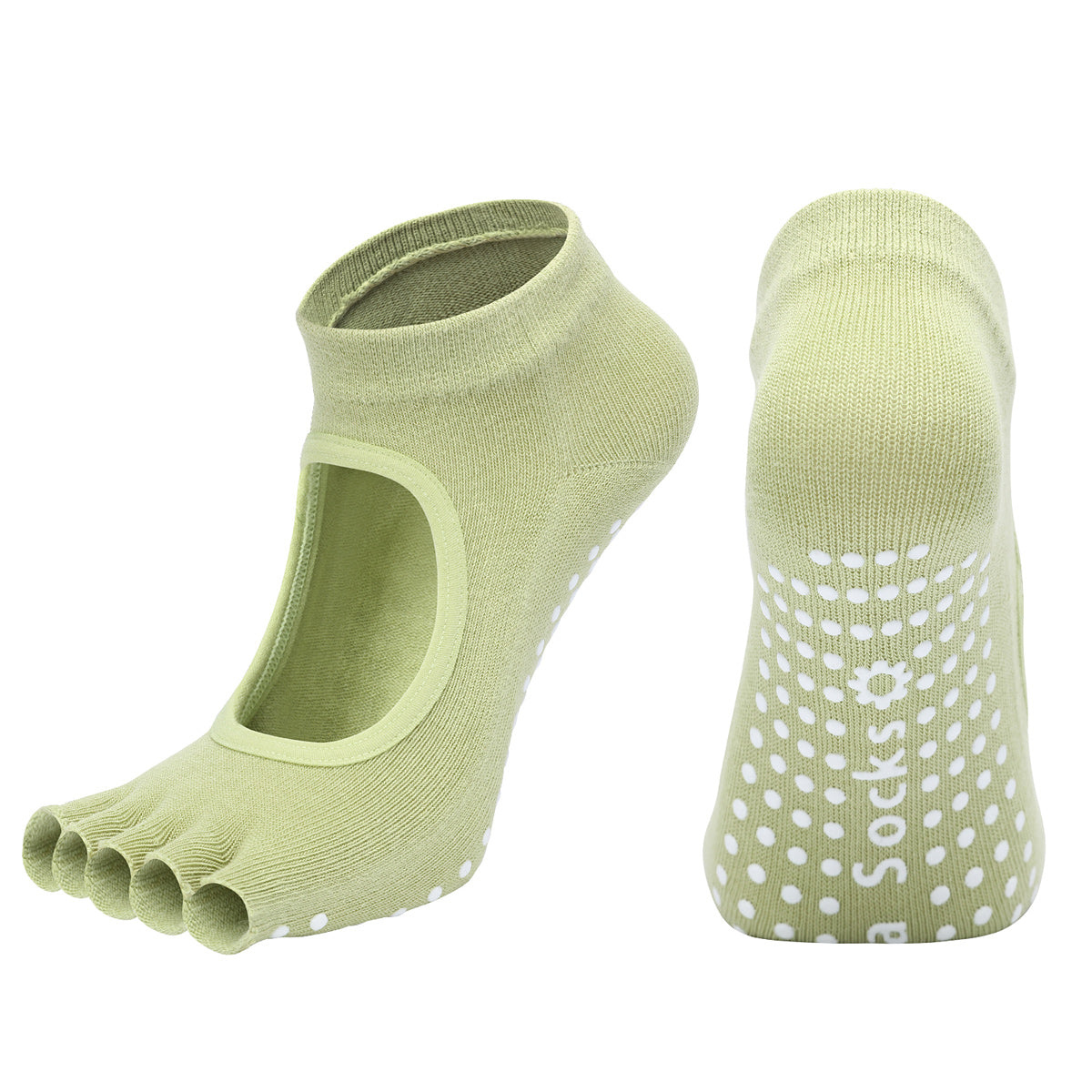 【Yoga Socks】F6绿色-女士半趾瑜伽普拉提运动袜