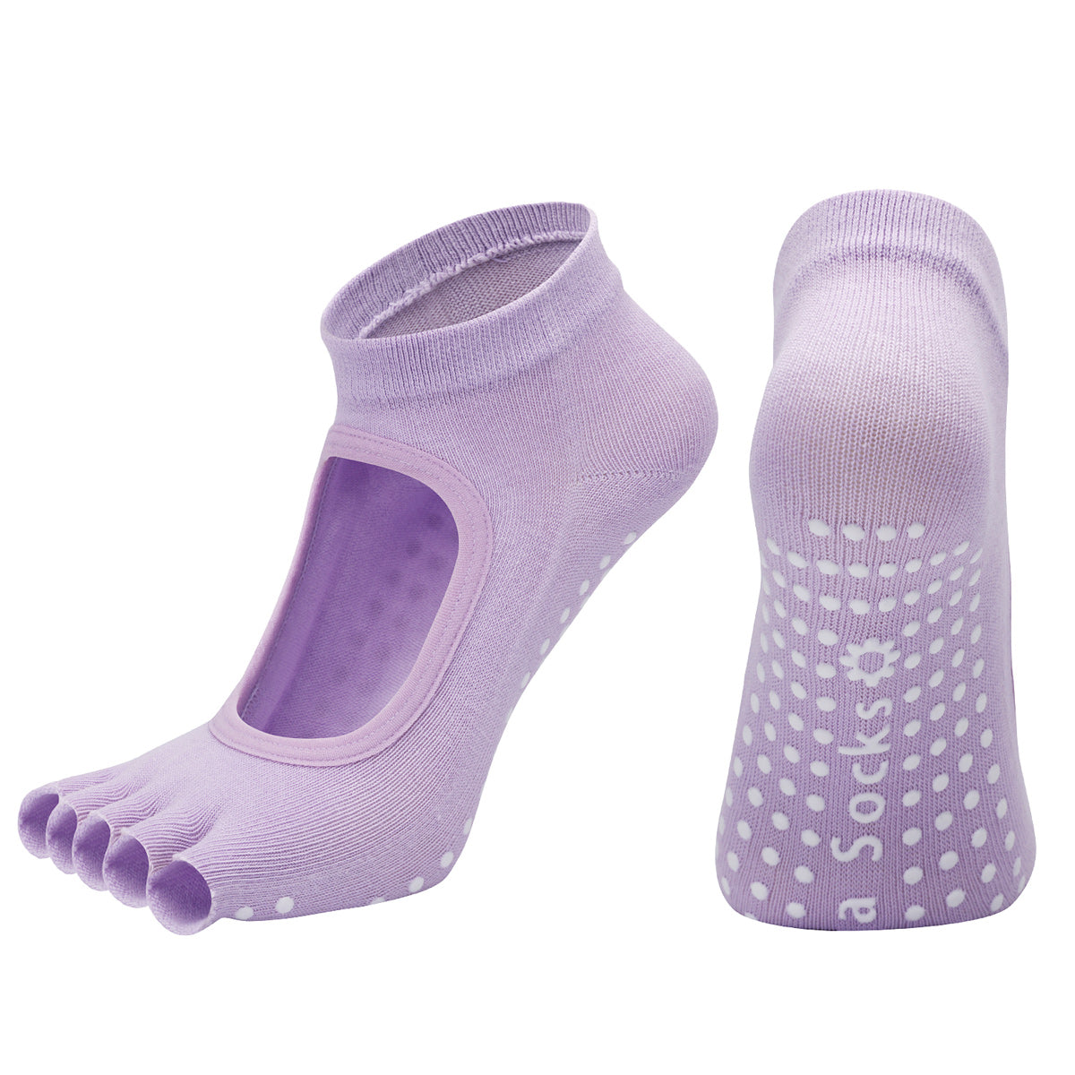【Yoga Socks】F6浅紫-女士半趾瑜伽普拉提运动袜